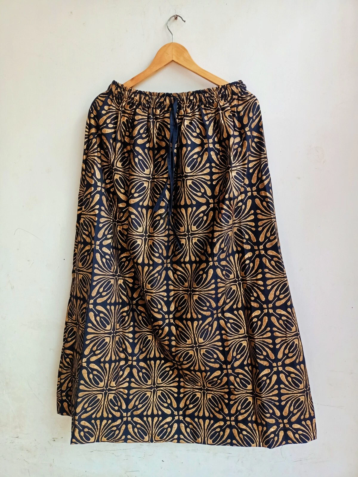 Indian Black Gold Handblock Cotton Floral Skirt Women's Clothing Partywear Skirt
