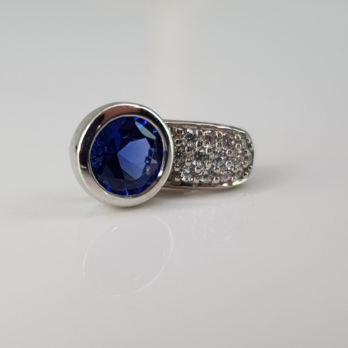 Vintage Style Dark Blue Sapphire Pave Set Sterling Silver Pendant Modernist 15mm - Picture 6 of 12