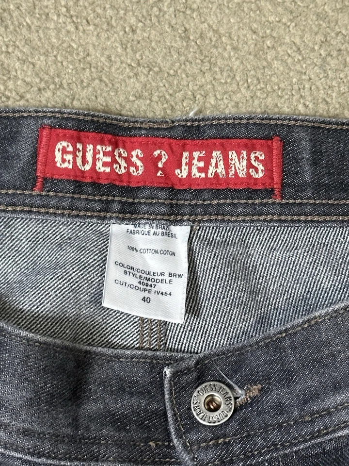 VTG Guess Jeans Carpenter Shorts 40 Fade Black Utility Grunge Denim Y2K Unique - Image 3 of 4