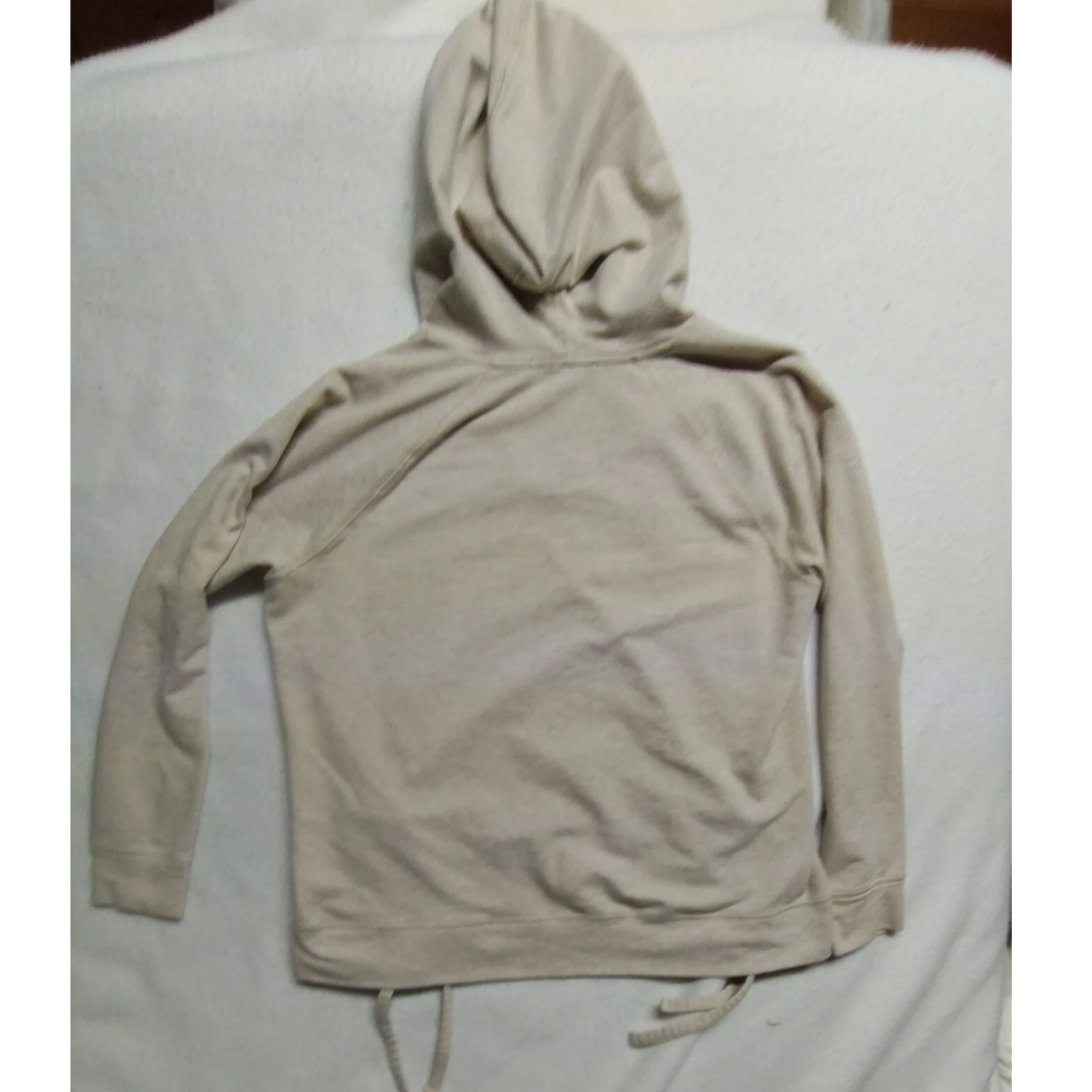 Felpa donna Michael Kors con cappuccio pullover stringato coulisse casual beige taglia M