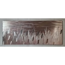 Image of Modern abstract Contemporary metal wall art. By The Lake. Rose Gold and Silver 