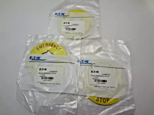 3 PIECES   EATON CUTLER HAMMER HT8RP79 SER A1 ROUND EMERGENCY STOP LEGEND