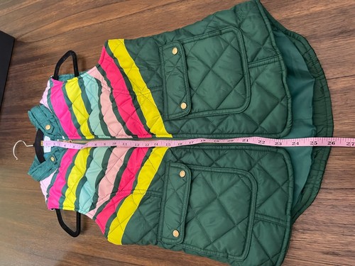 womens puffer vest size small Gold green preppy fall stripe gold crown & ivy y2k - Picture 8 of 10