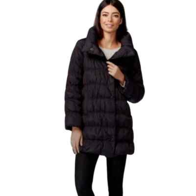 Eileen Fisher Goose Down Black Puffer Coat Small Oversized