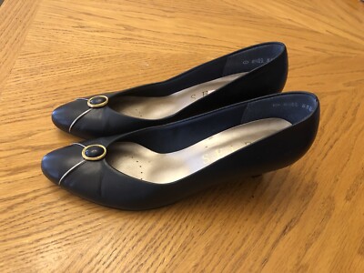 Selby Heels, Blue & Gold Leather Design Size 8.5AAAA