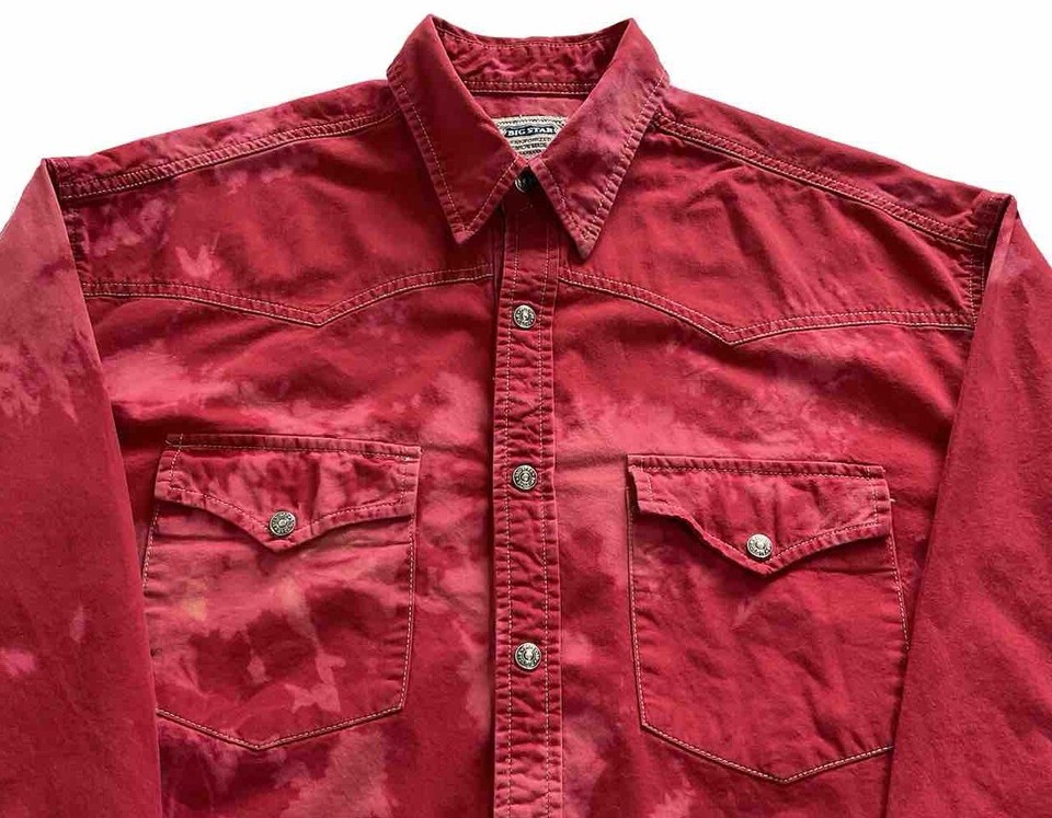 VTG BIG STAR Sanforized Union Made Tie Dye Rodeo Cowboy Denim Shirt