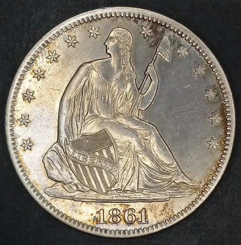 1861 Seated Liberty Half Dollar - CHOICE Uncirculated!!  details cleaned (C-069)