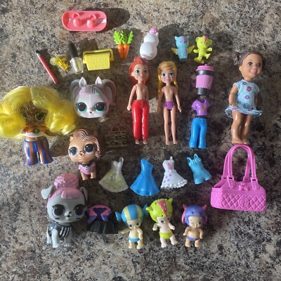 Toy Lot Barbie Polly Pocket LOL Dolls Hatchimals Etc