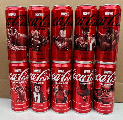 Coca Cola MARVEL 2024 CAN SET of 10 from THAILAND Coke avengers ...
