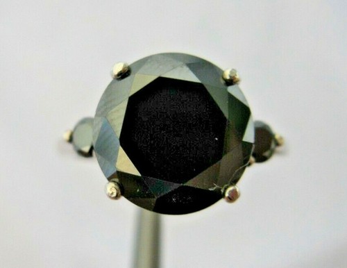 ANILLO DE DIAMANTES NEGROS REALES 3,30ctw *3 días* probador de diamantes gratis, certificado, talla 7 - Imagen 2 de 12
