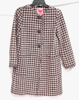 ケイトスペード　kate spade ピンク ツイード ロングコート　ボタン付き ケイトスペード kate spade ピンク ツイード ロングコート