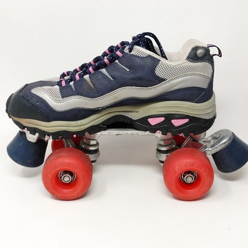 Pattini a rotelle Skechers Sport 4 ruote blu navy / rosa caldo donna taglia 7 usati - Foto 5 di 18