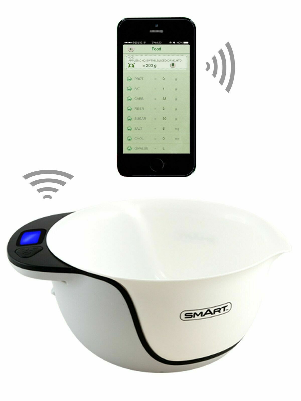 Wireless Weighing Scales built in App Smart Black White Mixing Bowl Jug Scales