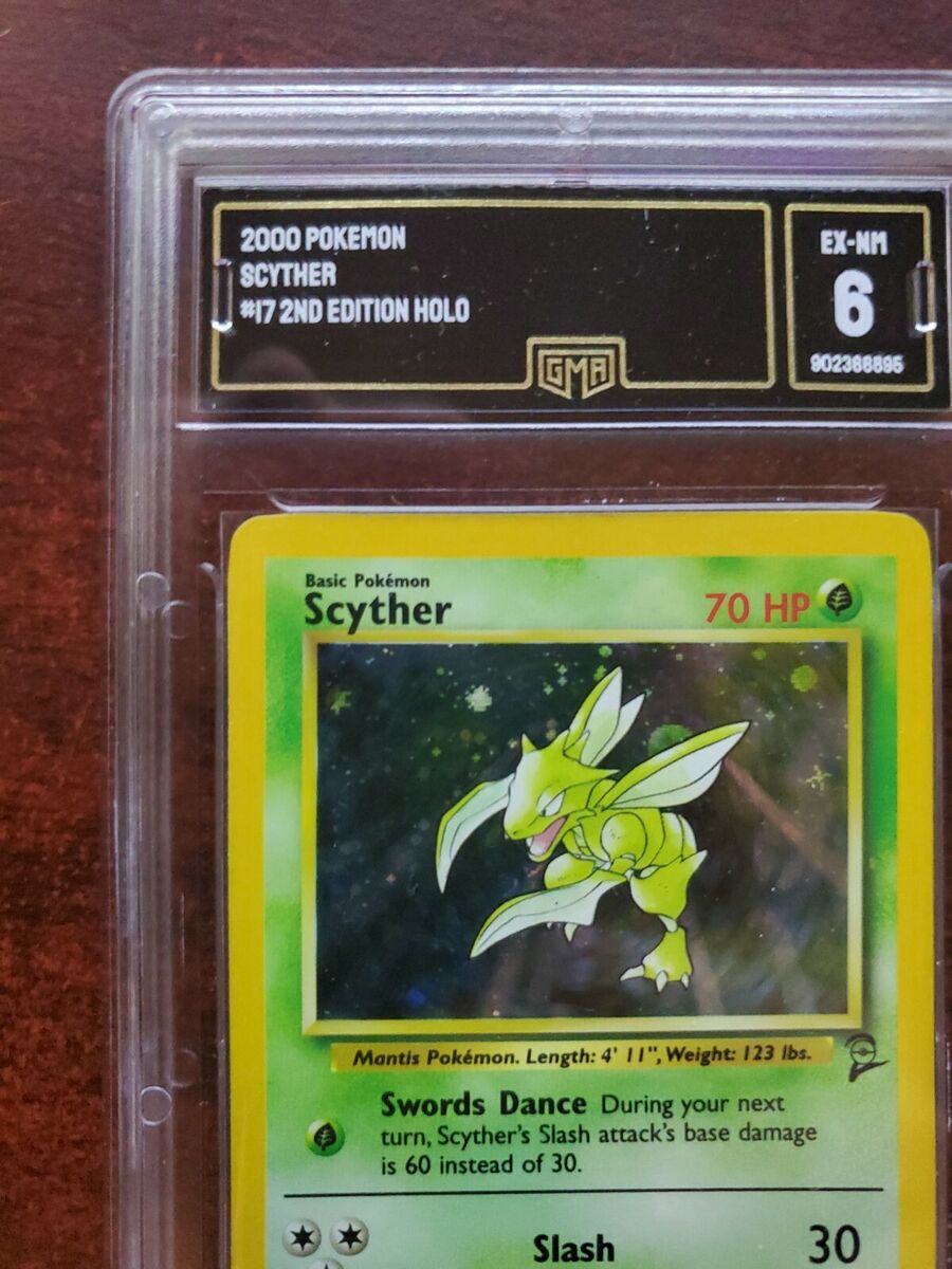 Scyther Base Set 2 Holo Pokemon Card WOTC PSA BGS GMA 6 EX Scyther Base Set 2 Holo Pokemon Card WOTC PSA BGS GMA 6 EX