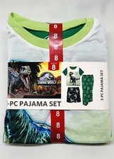 Jurassic World T-Rex  3 Piece Pajama Set  Flame Resistant Size 8- Medium