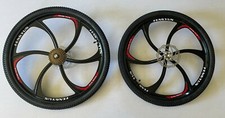 26"  Front & Rear 6 Spoke Wheelset Magnesium Wheel Set Hubs Rims Tire Disc