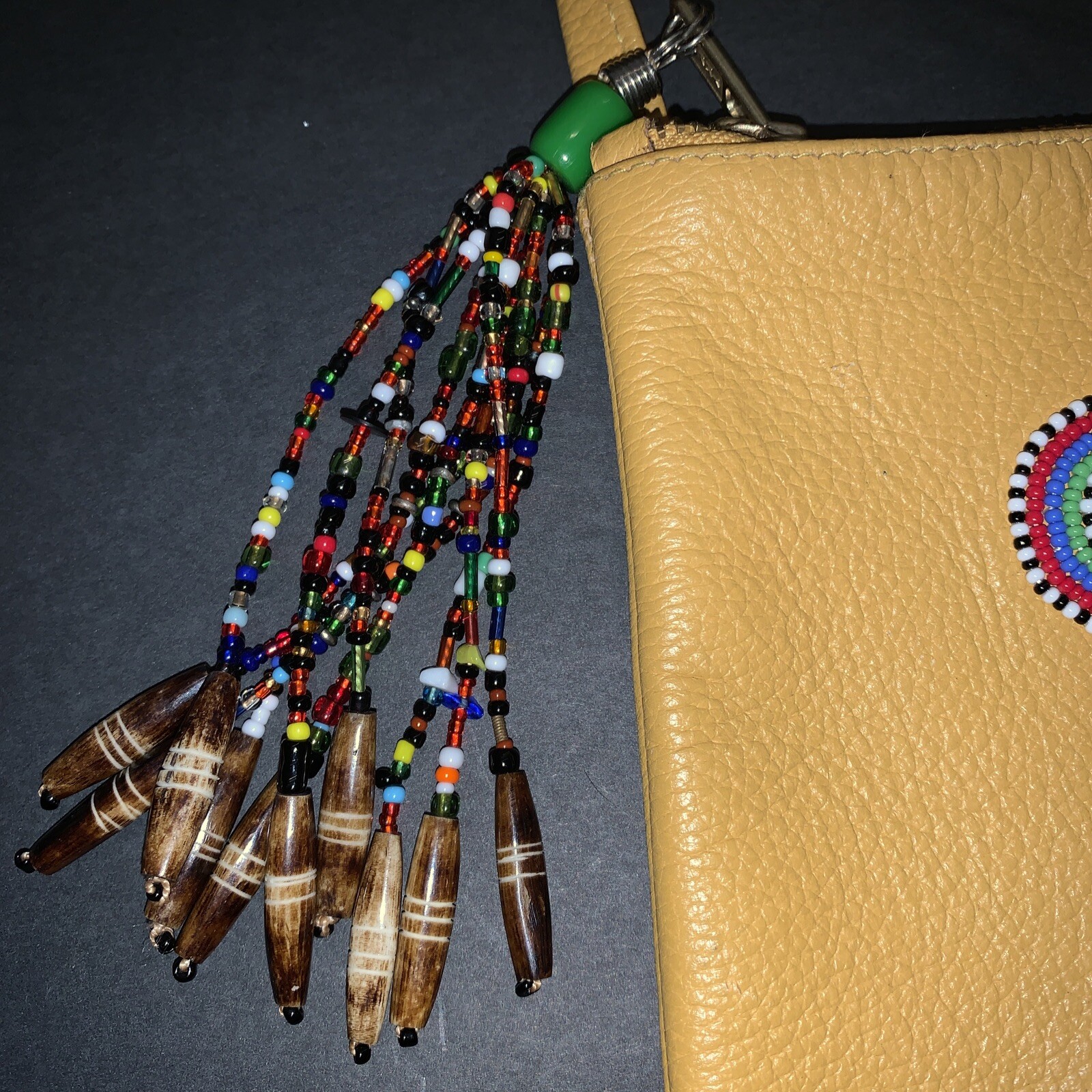 Hand-beaded Mustard Yellow Rectangular Crossbody … - image 5