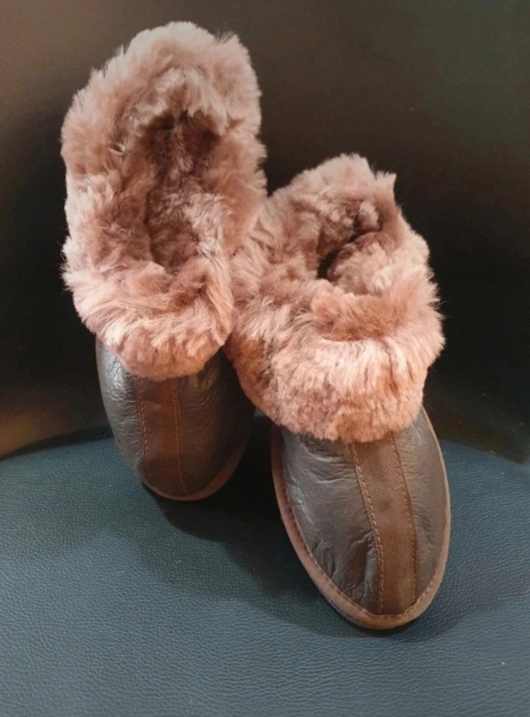 SAOLA Pantofole in pelle di lana di pecora marrone 35 EU 2 UK lana suola rigida accogliente