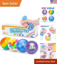Ultimate 4 Piece Stress Ball Set - Portable Squeeze Balls for Relaxation