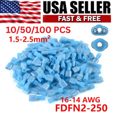 Blue Female Spade Terminals Crimp Connectors 16-14 AWG Insulated 50/100/150PCS