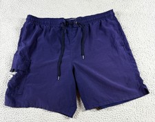 Speedo Mens Elastic Waist Drawstring Mesh Lining Swim Board Short Blue Size M