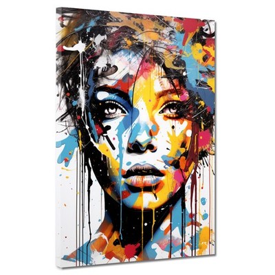 Frau Pop Art Colour Leinwandbild Wandbild Kunstdruck XL Deko
