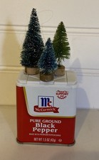 Black Pepper Tin With 3 Small Varying Height Christmas Trees