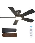 Addlon 5 Blade Ceiling Fan with Lights, 42 Inch Remote Black