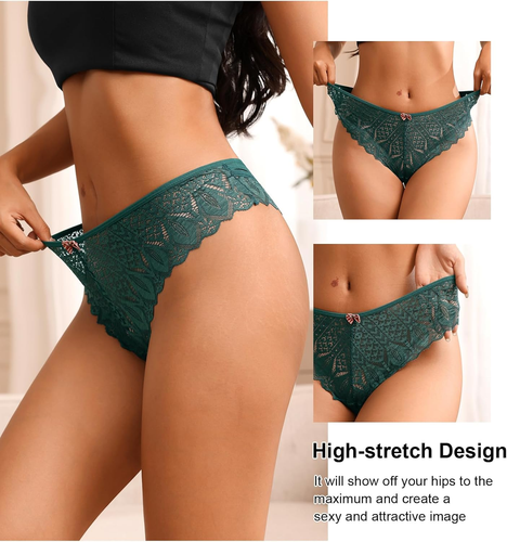 Lace Thongs for Women String Criss Cross High Waisted Underwear Hollow Out Cheek - Picture 5 of 9