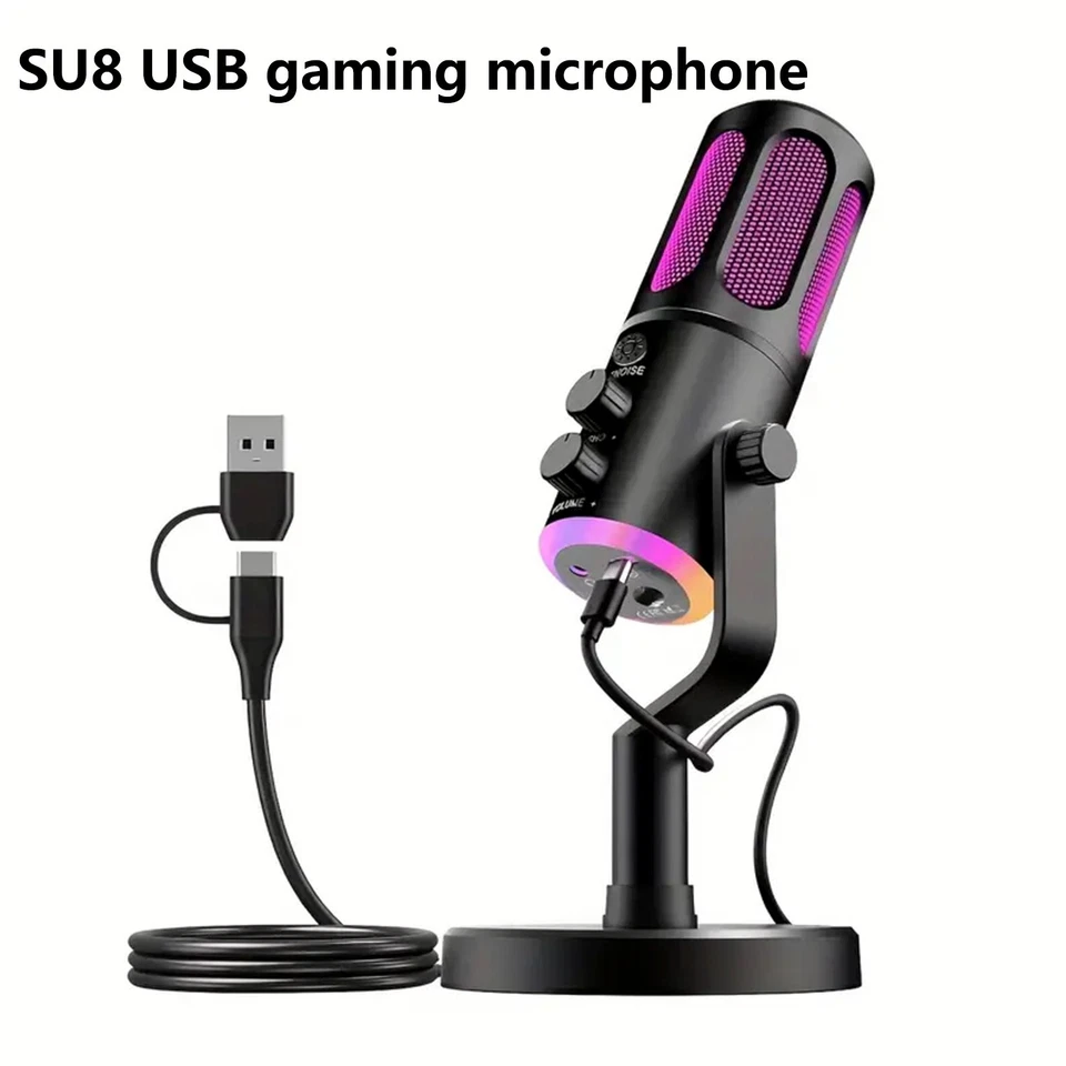 USB Condenser Microphone RGB Game Gaming Recording Live Broadcast Computer Retur - Bild 2 von 4