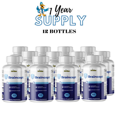 Braincept- Brain & Nerve Support- 12 Bottles- 720 Capsules