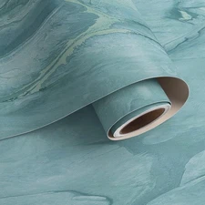 Matte Teal Blue Marble Contact Paper Peel and Stick Countertops 5.7" x 78.7"