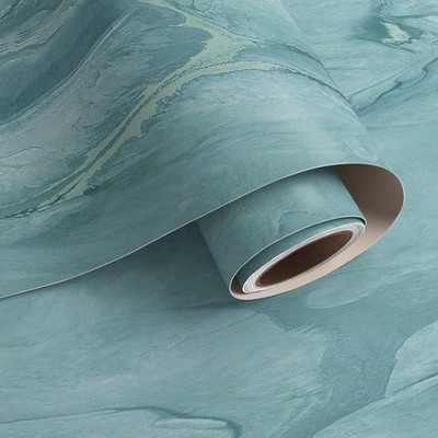 Matte Teal Blue Marble Contact Paper Peel and Stick Countertops 5.7'' x 78.7''