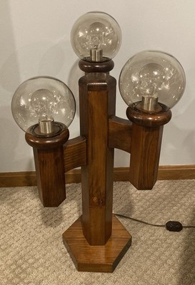 Vintage MCM Modeline Of California 1970s Pine Cactus Table Lamp
