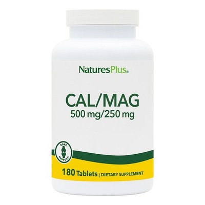 NaturesPlus Cal/Mag 180 Vegetarian Tablets 500mg Calcium 250mg Magnesium Support