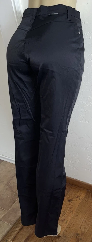 Vtg 90s Y2K Dolce & Gabbana JE&NS Black Satin Polyamide Bare Back Pants Italy 30 - Изображение 2 из 4