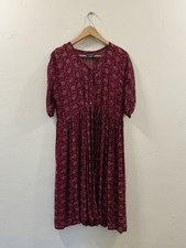 Vtg 90s Whimsigoth Nostalgia Floral Midi Dress S Burgundy Cottage Button Rayon