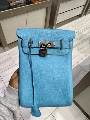 Hermes HAC A Dos PM Bleu du Nord Clemence Leather with Palladium