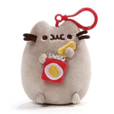 New Gund 6'' Snackable Potato Chip Pusheen Plush Backpack Clip, Grey