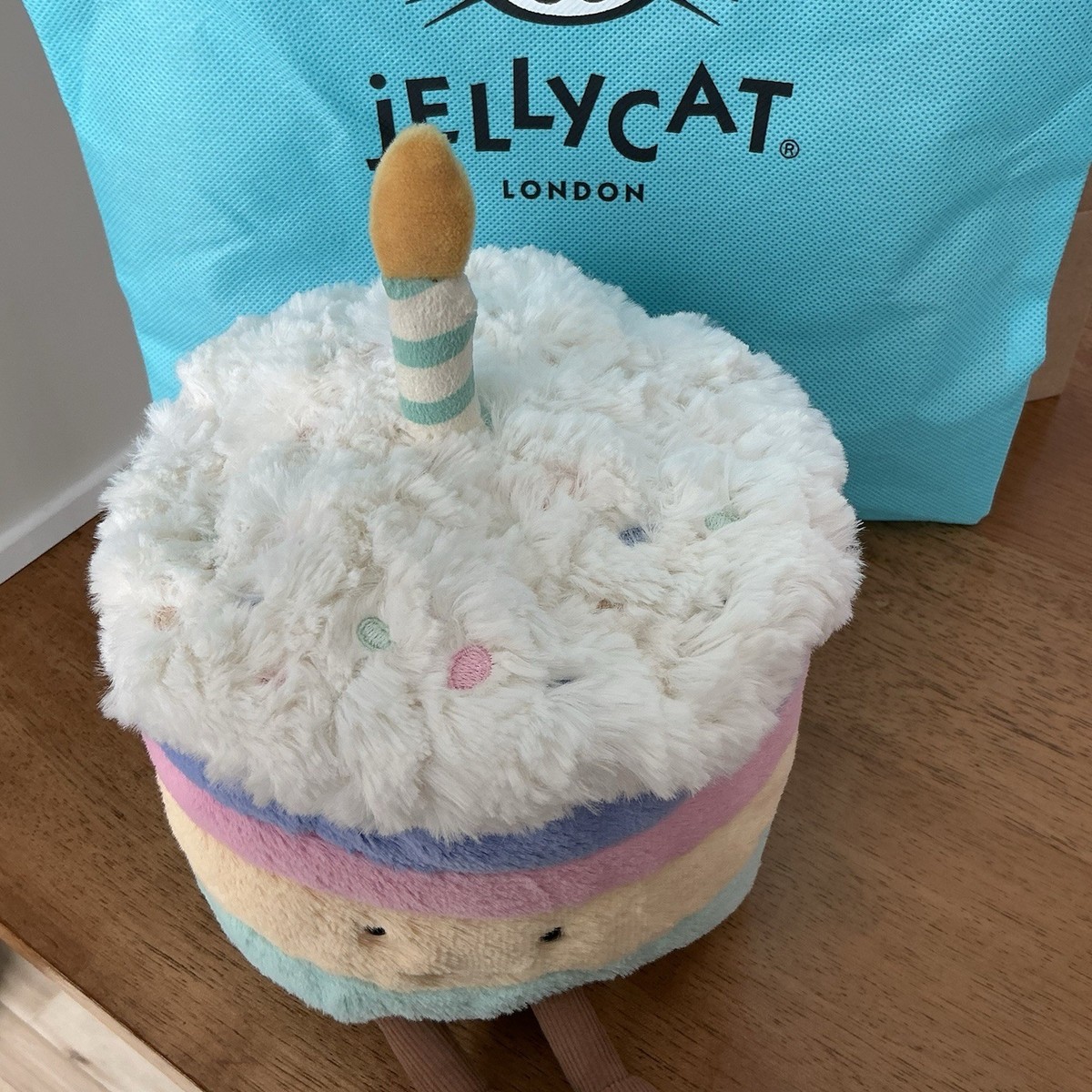 Jellycat Amuseables Rainbow Birthday Cake MEDIUM - NWT/with