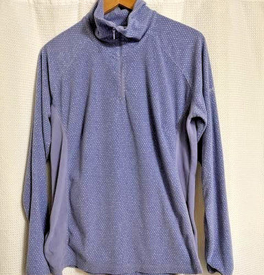 Columbia Womens Velour 1/4 Zip Lightweight Pullover, XL, Light Purple