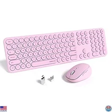 UBOTIE Sakura Pink Wireless Keyboard & Mouse Combo - Slim, Quiet, 111 Keycaps