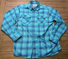 Dixxon Flannel Co Poseidon's Kiss Plaid Button Down Shirt Mens Size Large Blue