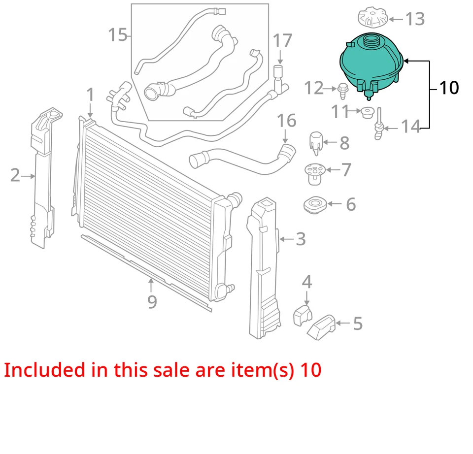 BMW X3 2017 botella de desbordamiento de refrigerante OEM 111 k millas - LKQ404329910 Foto 4 de 4