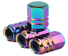 "4PCS Aluminum Alloy Tire Valve Stem Caps Hexagon Leak Proof SUV Car Bike"