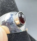 Vtg Sterling Silver Men’s Garnet Glass Stone Domed Band 925 Ring Size 8.5