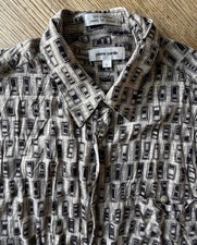 Vintage Pierre Cardin Shirt Mens L Geometric Short Sleeve Button Up Rayon