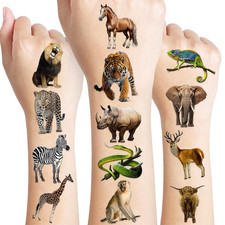 60 PCS Realistic Wildlife Jungle Animal Pre-Cut Temporary Tattoos for Kids  Sti