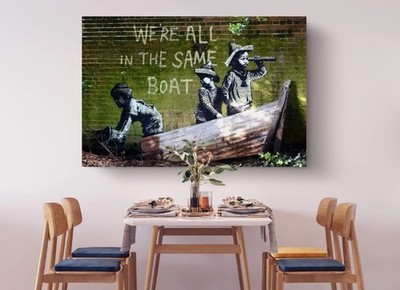 BANKSY  We are in the Same Boat   Reproduction on Canvas ready To Hang  26 x 40