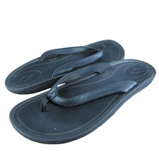 OluKai Women's Kulapa Kai Flip Flop Black Leather Size 11M Gently Used 2025